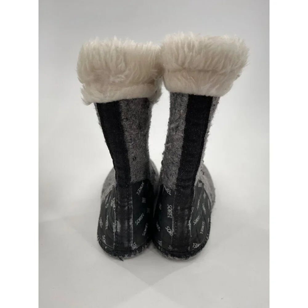 Sorel Manitou Womens Winter Boots‎ Size 6 Tan & Black Shearling Lined Waterproof